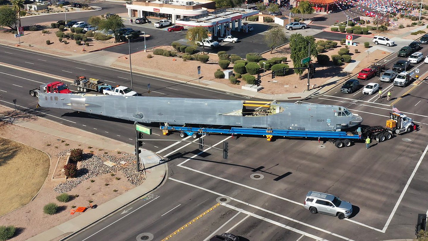 Heavy Traffic: A B-52 Bomber Is Being Trucked Across The Central United States