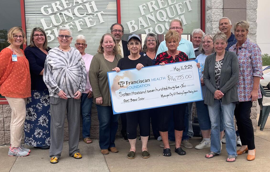 Michigan City United States Bowling Congress Bowling Association donates to Franciscan Health Breast Care Center