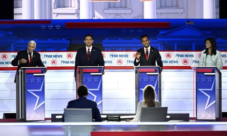 Spectre of Trump haunts debate as candidates jostle for spotlight